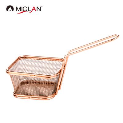 China Sustainable Hot Sale Mini Tableware Mounted Golden French Fries Basket for sale