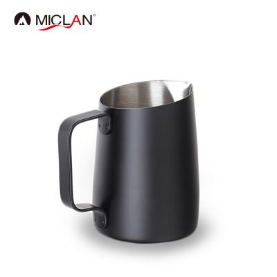 China Slanted Matt Black And White Viable Mouth 18/8 Milk Pitcher for sale