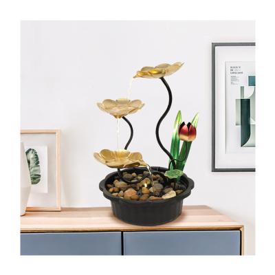 China Wholesale Creative Led Stainless Steel Light Decorative Water Fountain Garden Desktop/Desktop/Indoor Decoration Small Outdoor Plant For Garden for sale