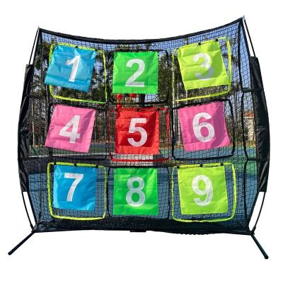 China Portable Polyester Net+ Metal Frame 7X7 Baseball Softball Practice Hitting Net With 9 Targets For Hitting And Throwing for sale