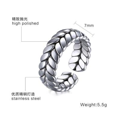 China 2021 Fashion Simple Ring CLASSIC 2021 Color Open Steel Titanium Stainless Steel Wheat Ear Ring for sale