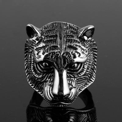 China New Arrival Dominant Key Ring Fashion Retro Leopard CLASSIC Mens Stainless Steel Animal Ring for sale