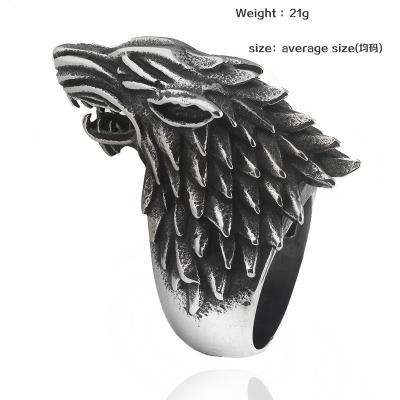 China CLASSIC Hot Selling Titanium Steel Rings Wolf Head Ring Men's Stainless Steel Ring for sale