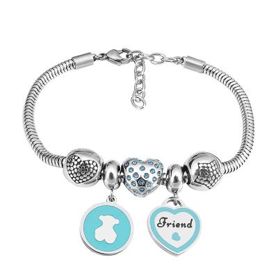 China FASHIONABLE stainless steel bracelet, little bear jewelry accessories titanium, European and American pendant for sale