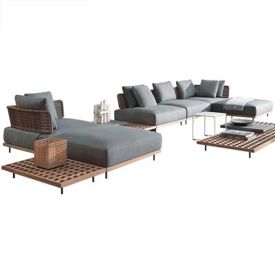 China Modern Teak Garden Furniture Modern Living Room Patio Outdoor Sofa for sale