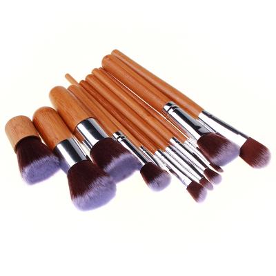 China Angular Blush 11pcs Wooden Handle Makeup Brush Set Lipstick Brush Set for sale