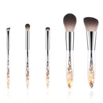 China Angular Blush Label Wholesale Customizable Eyeshadow Blush Crystal Handle Makeup Brush Set 5 Piece Makeup Brush Set for sale