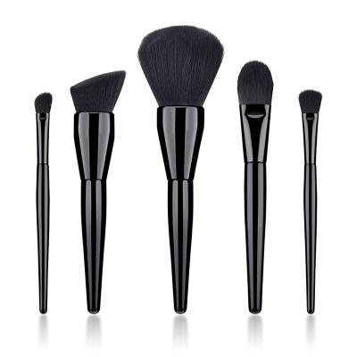 China Angular Blush Logo 5 Pcs Premium Synthetic Professional Private Amazon Hair Precise Makeup Brush Set For Beginners for sale