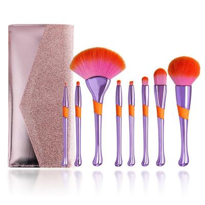 China Angular Blush Amazon Hot Selling 8 Pcs Multicolor Cosmetic Brush Set With Brush Bag Eye Lip Brush for sale