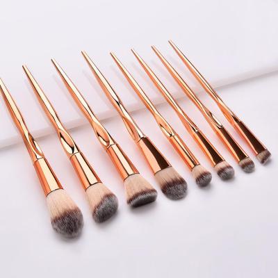 China Angular Blush Rose Gold Private Label Premium Makeup Brush Set 8 Pcs Make Up Brush Kit for sale