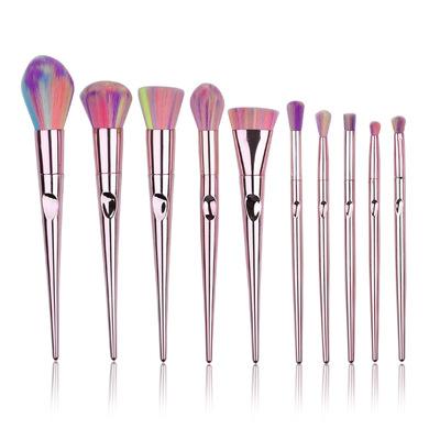 China Angular Blush New Makeup Brush Set Hand 10pcs Fingerprint Fingerprint Makeup Brush Light Pink Makeup Brush Set for sale