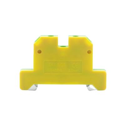 China Wire Connecting Type Yellowish Green EK-2.5/35 Rail Lug Terminal Row Terminal Ground Terminal Block Wire Connector for sale