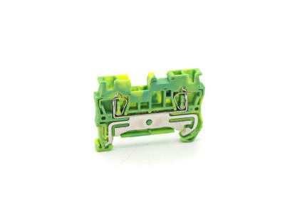 China Wire Plugging ST-2.5PE Din Rail Connectors Flip Spring Cage Connection Ground PE Wire Screwless Pull-Type Conductor for sale