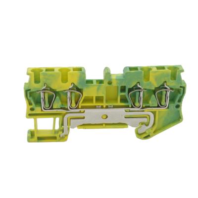 China Wire Connecting St 2.5PE-Quattro Two Into Two Ground Terminal DIN Rail Spring Terminal 2.5mm Cage Spring Wiring for sale