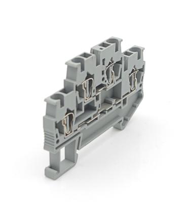 China Wire connecting upper and lower double-layer STTB-2.5 terminal blocks, two self-locking in and two spring rail integrated terminal blocks for sale