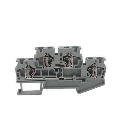 China STTB-4 Wire Din Rail Terminal Block Electrical Wiring Connectors Double Layer Spring Connection Connector Wire Conductors for sale