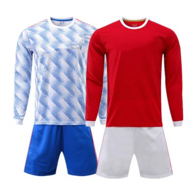 China High Quality Breathable Sport Uniform Red Wear Soccer Shirt Quick Dry Breathable Training Long Sleeve Sublimated Custom Made Man Soccer Jersey for sale