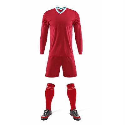 China Wholesale Sets China Supplier Polyester Long Sleeve Soccer Wear Red Mens Sport Soccer Jersey Kits Custom Shirt Uniform Set for sale