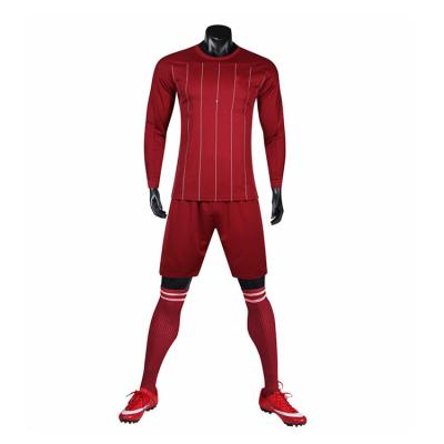 China Red Men Customized Training Kit Football Uniform Set Long Sleeve Club Polyester Sports Wear Singlet Soccer Shirt Sets Manufacturer Wholesale for sale