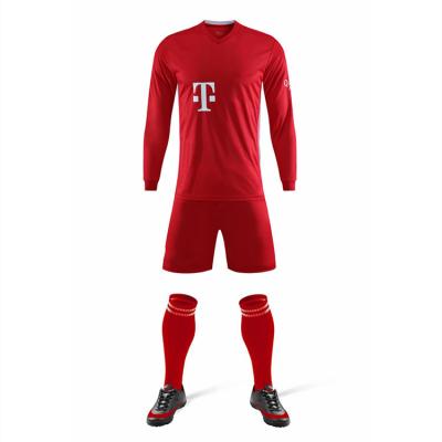 China Factory Manufacturer Breathable Quick Dry Comfortable Sports Wear Tracksuit Soccer Jerseys Kits Long Sleeve Red Mens Training Soccer Shirt Customized Uniform for sale