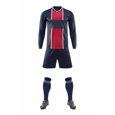 China High Quality Soccer Tracksuit Shirt Design Long Sleeve Blue Sets Club Sports Wear Custom Football Kits Men Uniform Tank Top for sale