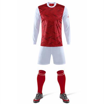 China Sets High Quality European Club Customized Sublimated Print Soccer Set Tracksuit Tank Tops Long Sleeve Red Soccer Shirt Uniform Kit for sale