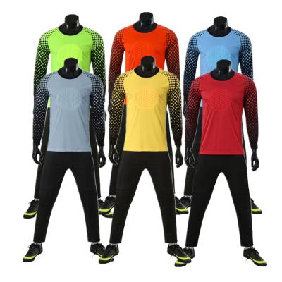 China Wholesale Quick-Drying Sponge Pad Soccer Goalie Uniforms Shirt Set Full Sleeve Cheap Custom Soccer Goalie Pants Jersey Kit for sale