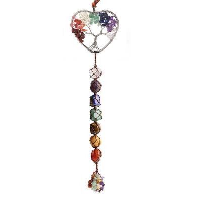 China Colorful Crystal Stone Stone Raw Hand - Woven Tree Hanging Natural Stone Car Life Yoga Hanging Jewelry for sale