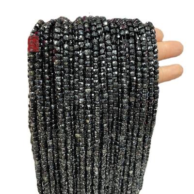 China From Crystal Feifan Of Pure Natural Long Chain Faceted Black Tourmaline Bead Round Semi Product for sale