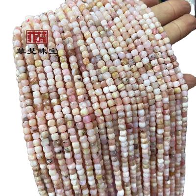 China Crystal Feifan Round Faceted Pure Natural Pink Opal Pearl Long Chain Semi Product for sale