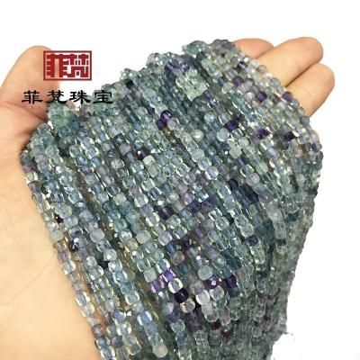 China From Crystal Feifan Round Pure Natural Faceted Fluorite Bead Semi Product Long Chain for sale