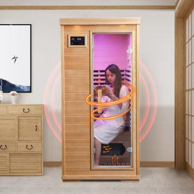 China With Wooden Hemlock Windows Modern Sauna Canadian Far Infrared 1-2 Person Dry Sauna Room Transom Windows For Body Detox And Relax for sale