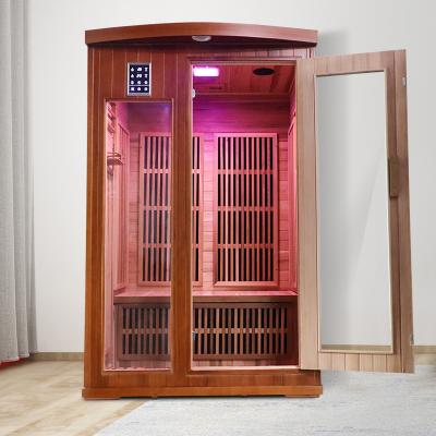 China With Transom Windows Full spectrum 2 person infrared sauna room pure graphene heater red cedar indoor sauna rooms for home for sale