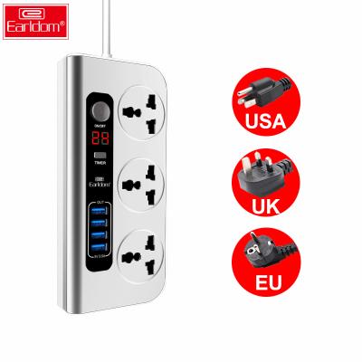 China Residential/Multi-Purpose Eu To UK Plug Adapter Power Socket With USB 4 Left Black White USB + 3 Socket Electric Power Outlet for sale