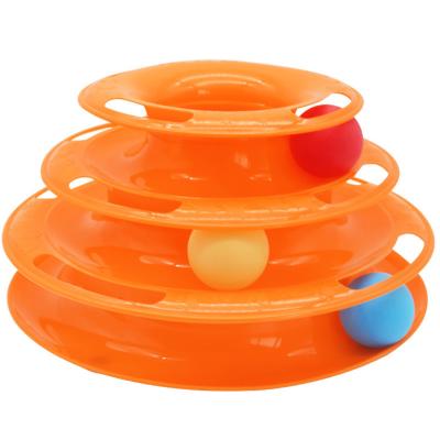 China Hot Sale Kitten Play Interactive Tower Turntable Rolling Balls Stored Three Layer Or Four Layer Toy for sale