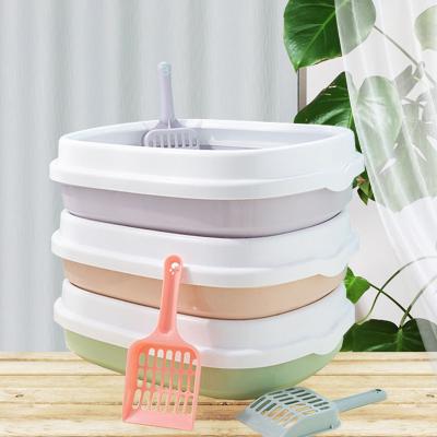 China Hot Selling Cats Partially Enclosed Thickened Plastic Cat Toilet Large To Send Cat Litter Shovel Pet Stabilized Feeds Cat Litter Box for sale