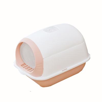 China Hot Selling Stocked Fully Enclosed Oversized Cat Toilet Deodorizer Anti-splash Sand Residue Box Cat Supplies Cat Litter Box for sale