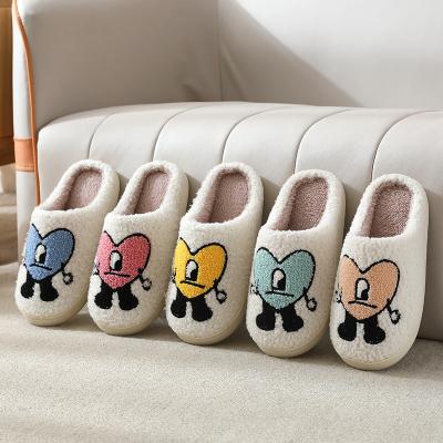 China Plush Rabbit Bads Key Chain Cute Fuzzy Slides Slippers And Indoor Flat Warm Rabbit Smiley Winter Slippers Covering Ladies Bad for sale