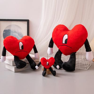 China As PICS New Arrival Bunny Plush Red Heart Custom Plush Pillow Bad Stuffed Bad Bunny Heart Plush for sale