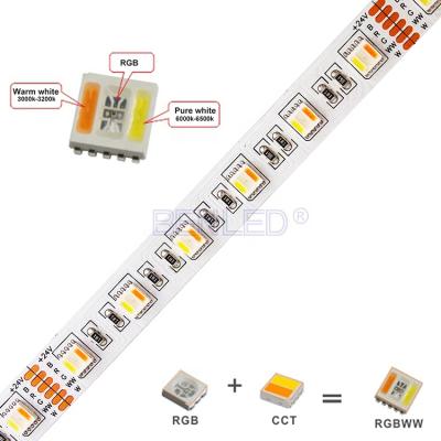 China Newest Theme Park Factory Price 96LEDs/M 24V 5050 RGBWW LED Strip for sale