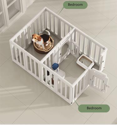 China Plastic Dog Stored Fences Playpen Combinedindoor Dog Cage Yard Fence Multifunctional Foldable Sleep Playing Kennel House Dog Play for sale