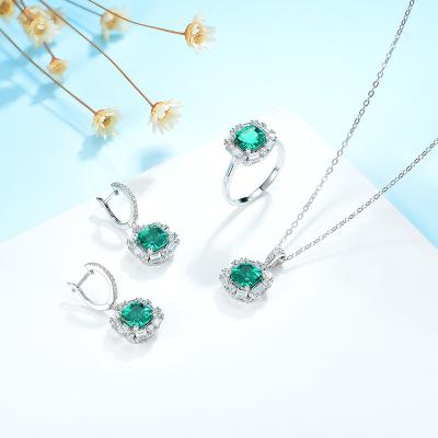 China Fashion Party CLASSIC Paraiba Tourmaline Gemstones Rings For Women Solid 925 Sterling Silver Emerald Handmade Jewelry Set For Women for sale