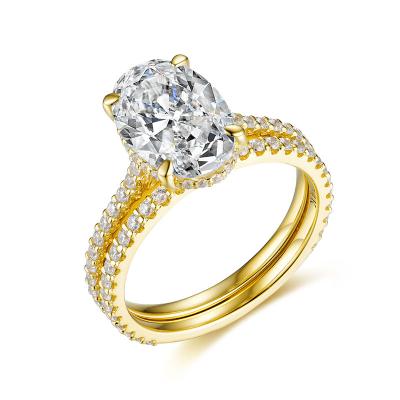 China CLASSIC 9K Yellow Gold Fashion CZ Moissanite Diamond Ladies Ring Set For Women Weddings Engagement Ring Fine Jewelry Gift for sale