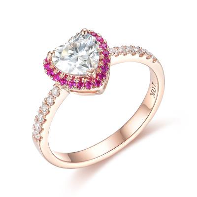 China 14K Gemstone CLASSIC Rose Gold Rings for Women 1CT Heart Moissanite Morganite Ring for Engagement Natural Pink Sapphire Diamond Ring for sale