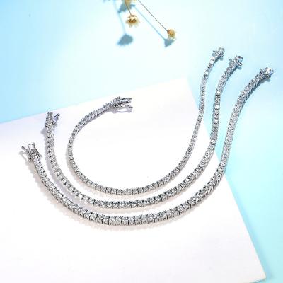 China TRENDY Fashion Round 2.0mm 2.5mm 3.0mm Charm Luxury Bracelet For Engagement Gifts Solid 925 Sterling Silver Tennis Bracelets For Women for sale