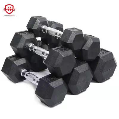 China 2021 New Universal Dumbbell Cast Iron Hexagonal Rubber Dumbbell for sale