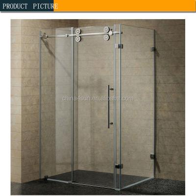 China 3 Panel Frameless Sliding Shower Door Stainless Steel Tempered Glass Fit Shower Room for sale