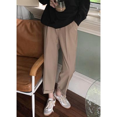 China 2021 Autumn Korean version of Anti-wrinkle high waist-down style suit pants women loose small casual wide leg straight pants for sale