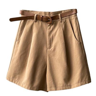 China Anti-wrinkle cargo female shorts 2022 summer women's Korean version of the high waist casual cotton loose straight thin leg short pants for woman for sale