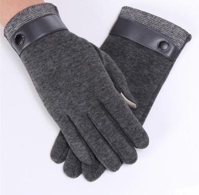 China Keep Warm Men's Business Touchscreen Gloves Fall And Winter Warm Leather Loop Grid Plus Velvet Thick Cotton Workout Riding Gloves for sale